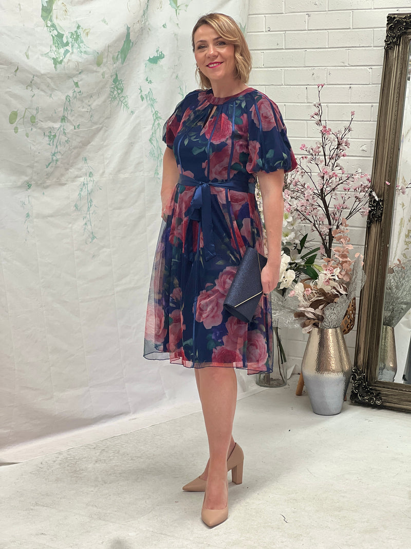 Colette Navy Floral Evening Dress