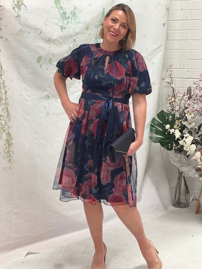 Colette Navy Floral Evening Dress