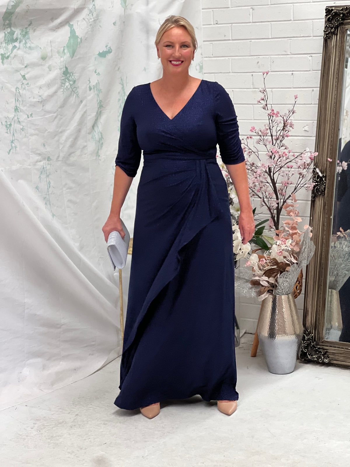 Constantine Navy Glitter Gown