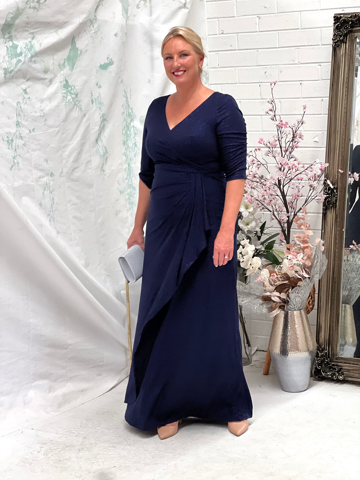 Constantine Navy Glitter Gown