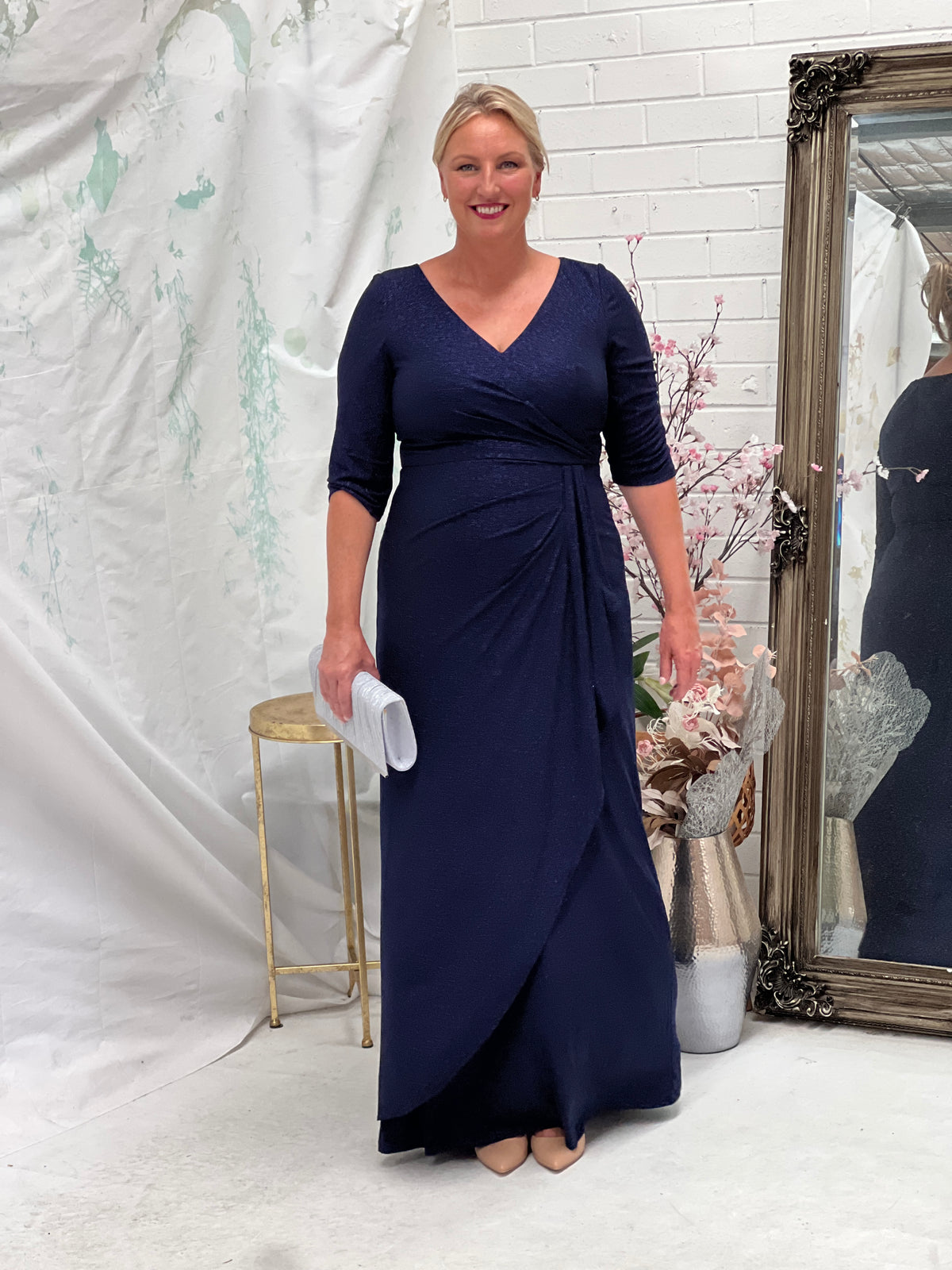 Constantine Navy Glitter Gown