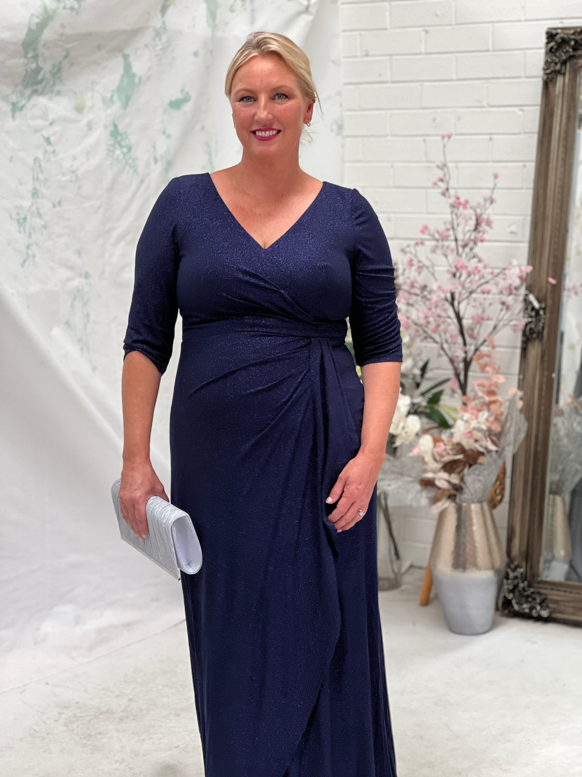 Constantine Navy Glitter Gown