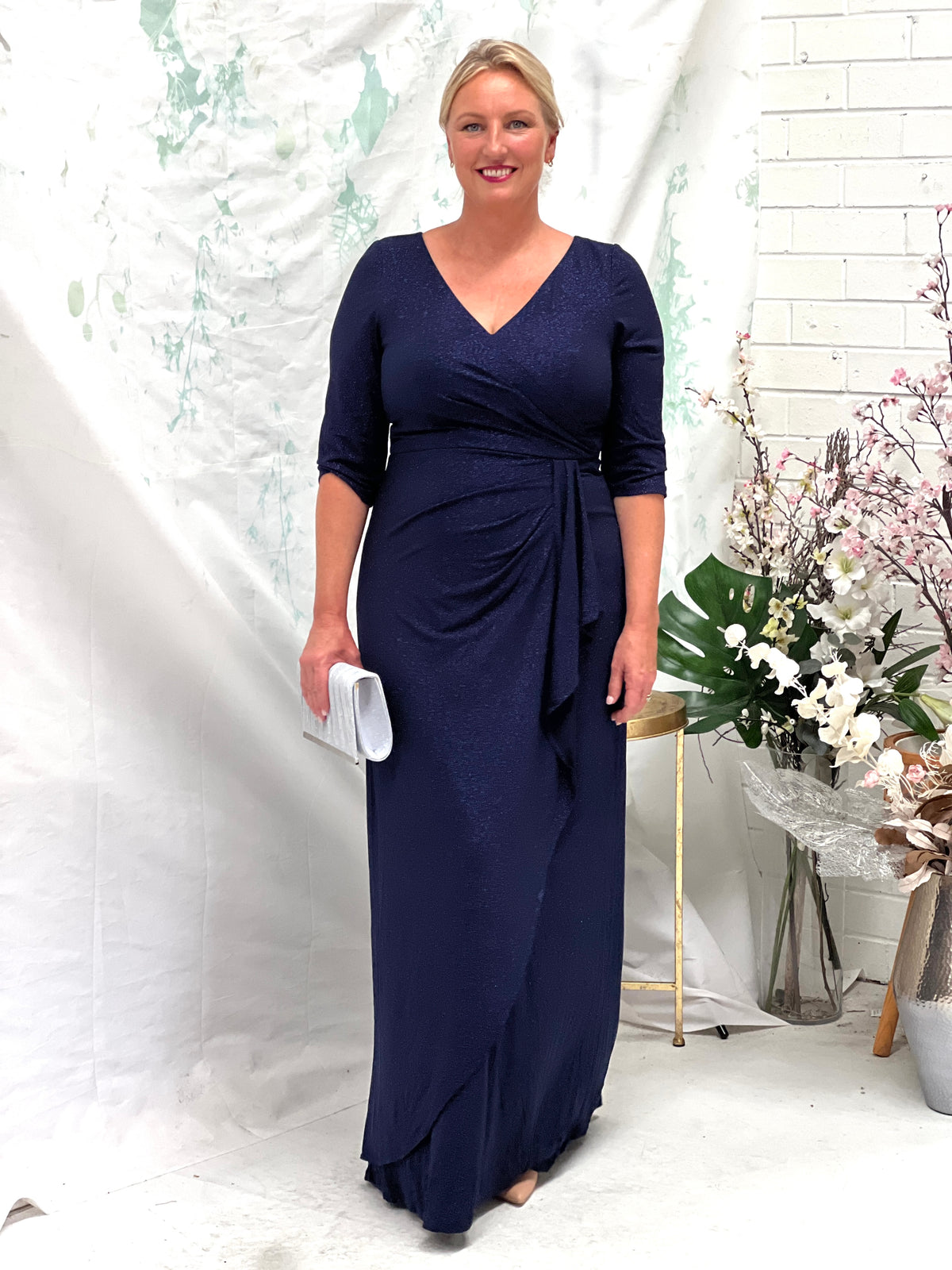 Constantine Navy Glitter Gown