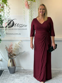Constantine Burgundy Glitter Gown