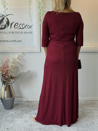 Constantine Burgundy Glitter Gown