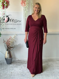 Constantine Burgundy Glitter Gown