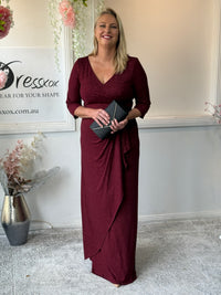 Constantine Burgundy Glitter Gown