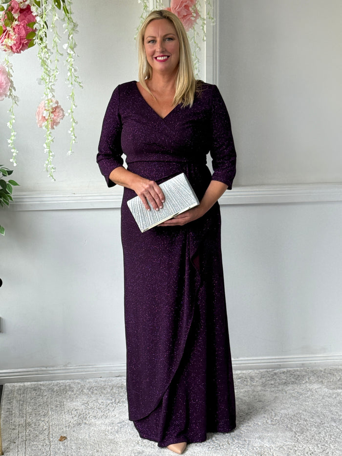 Constantine Plum Glitter Gown