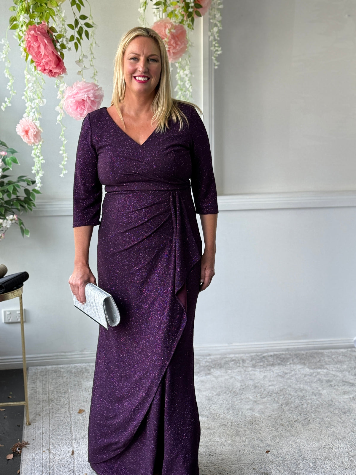 Constantine Plum Glitter Gown