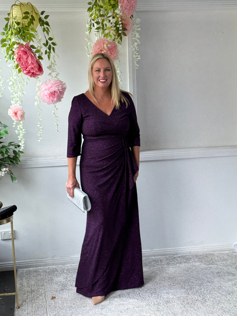 Constantine Plum Glitter Gown