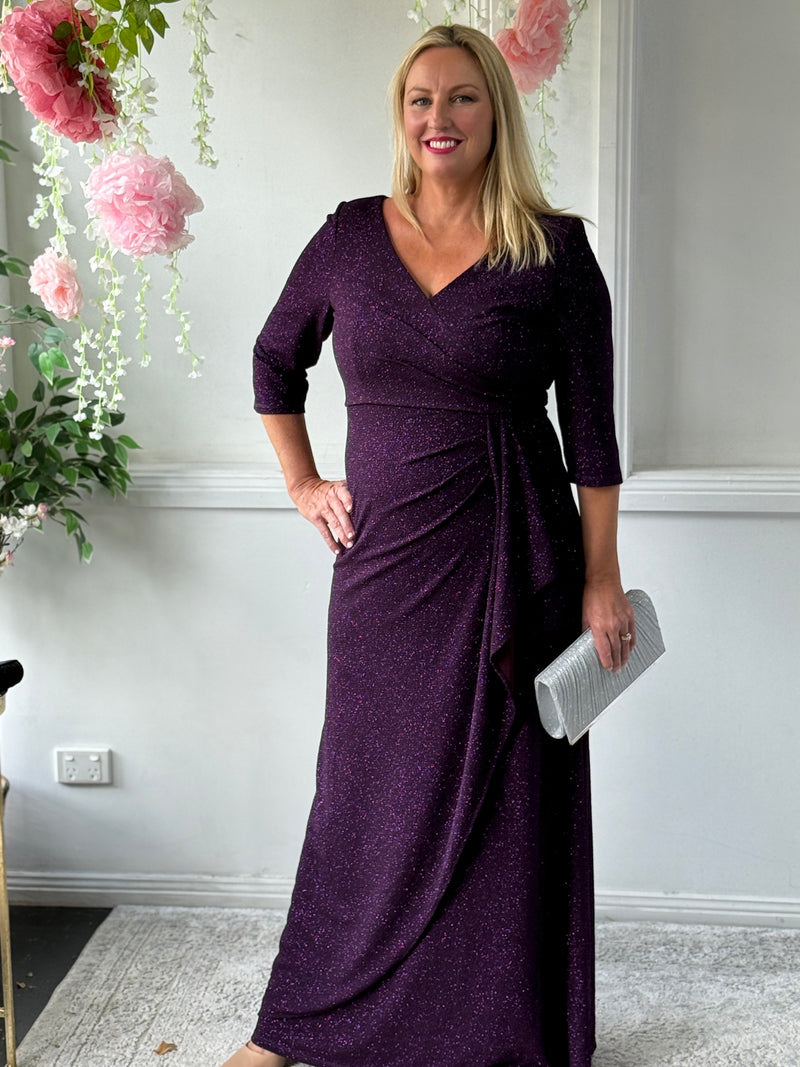 Constantine Plum Glitter Gown