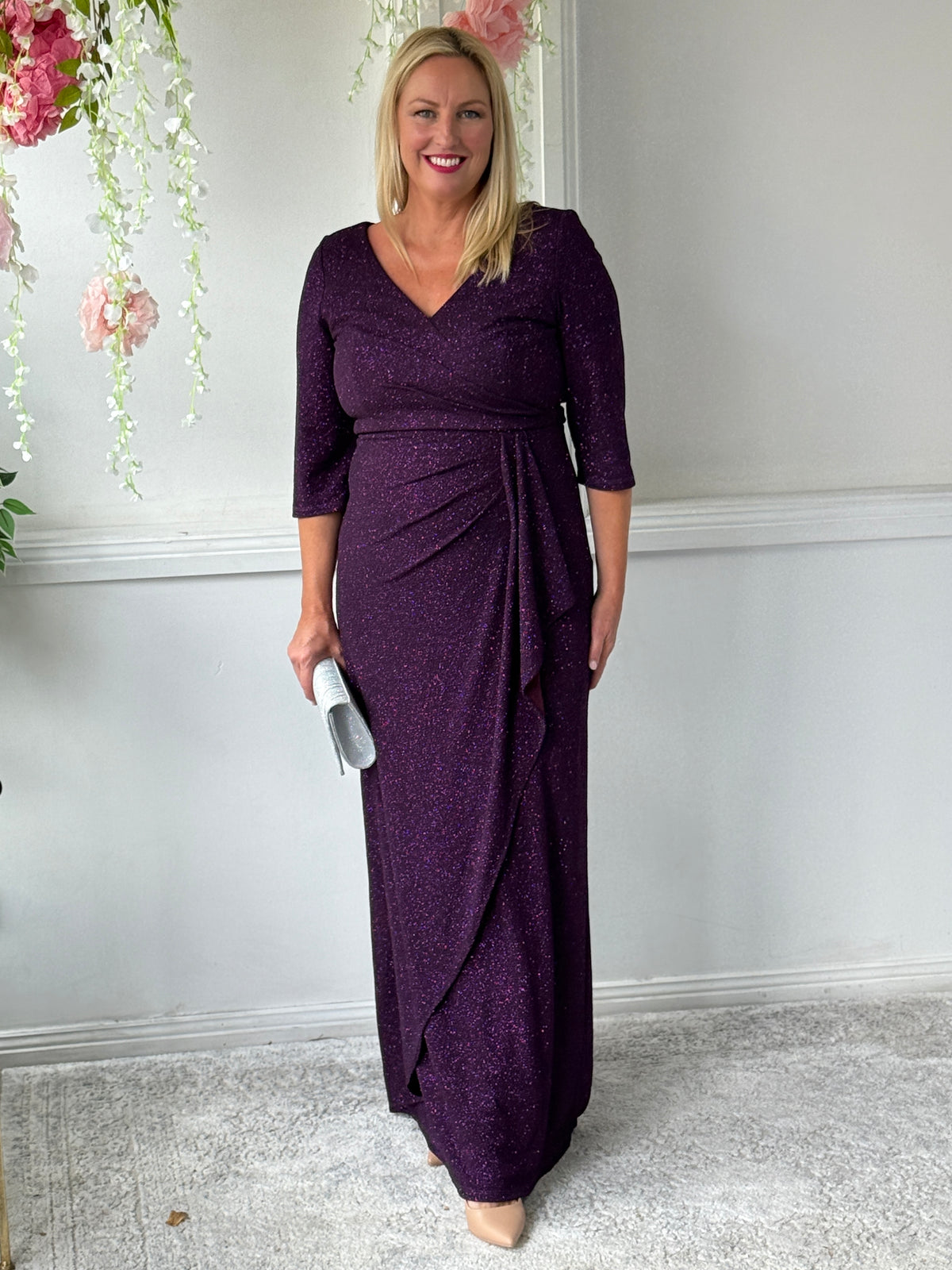 Constantine Plum Glitter Gown