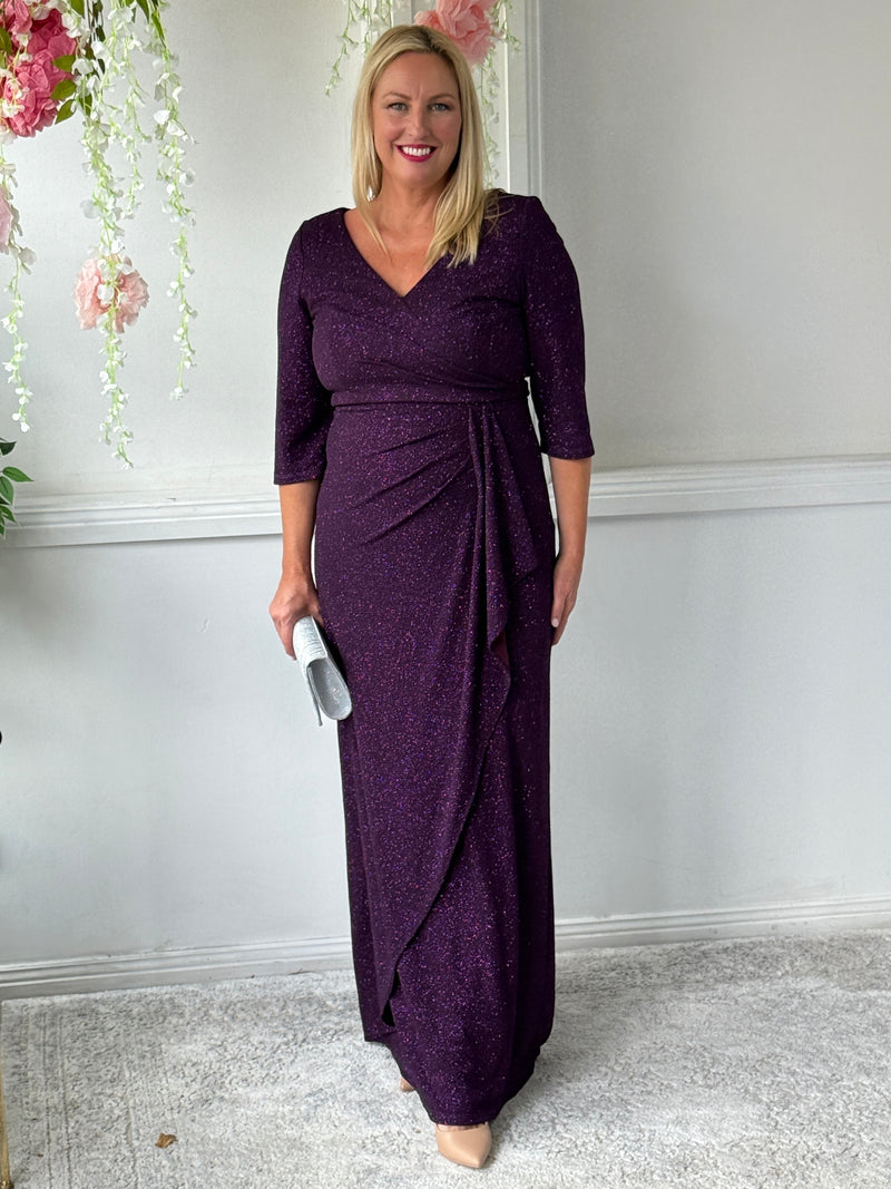 Constantine Plum Glitter Gown