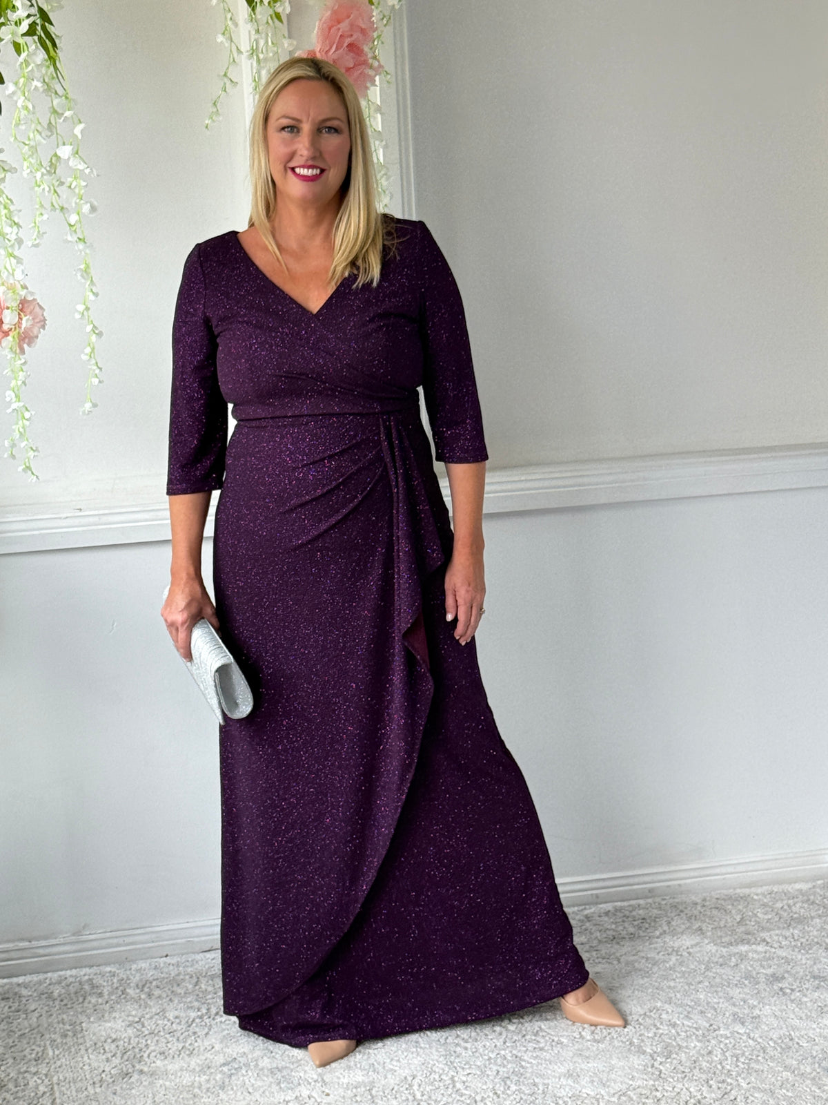 Constantine Plum Glitter Gown