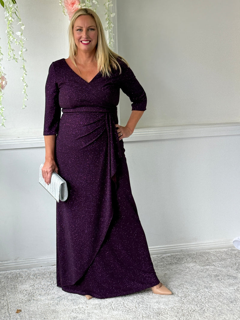 Constantine Plum Glitter Gown