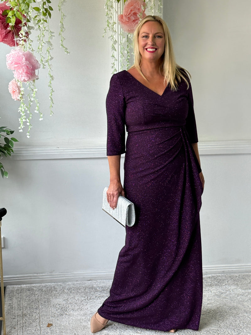 Constantine Plum Glitter Gown