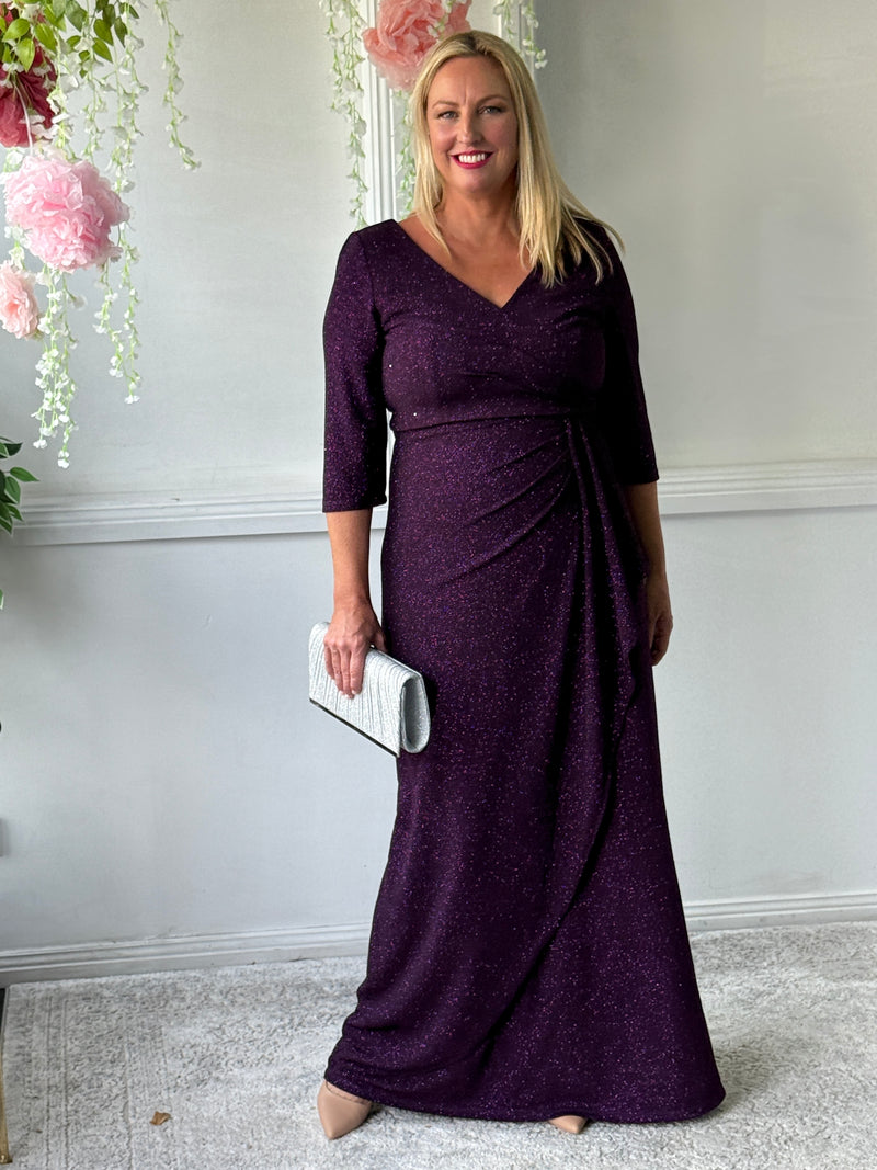 Constantine Plum Glitter Gown