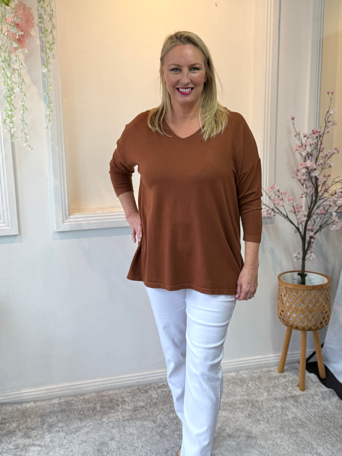 Danika Chocolate Wool Knit Jumper