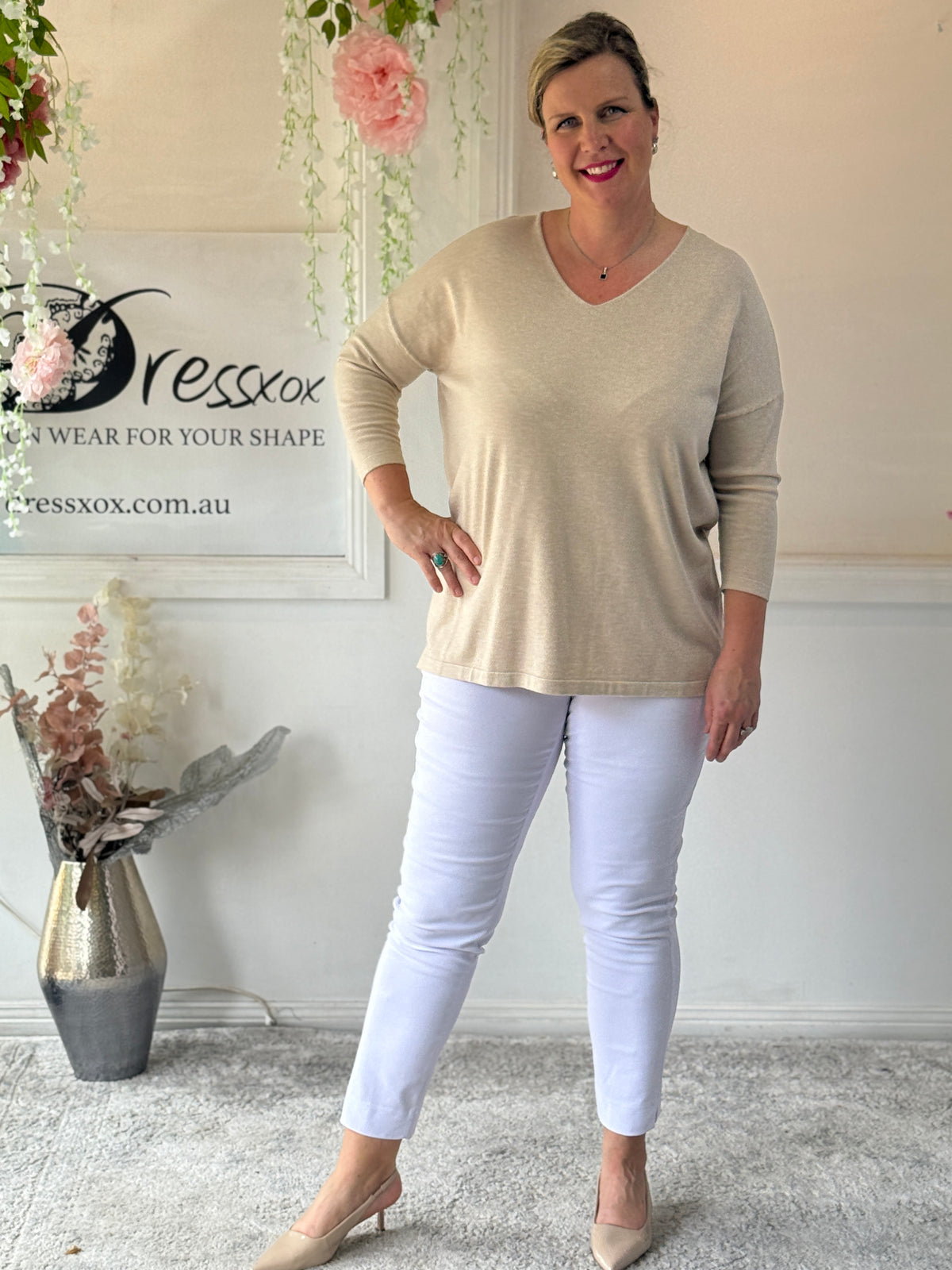 Danika Beige Wool Knit Jumper