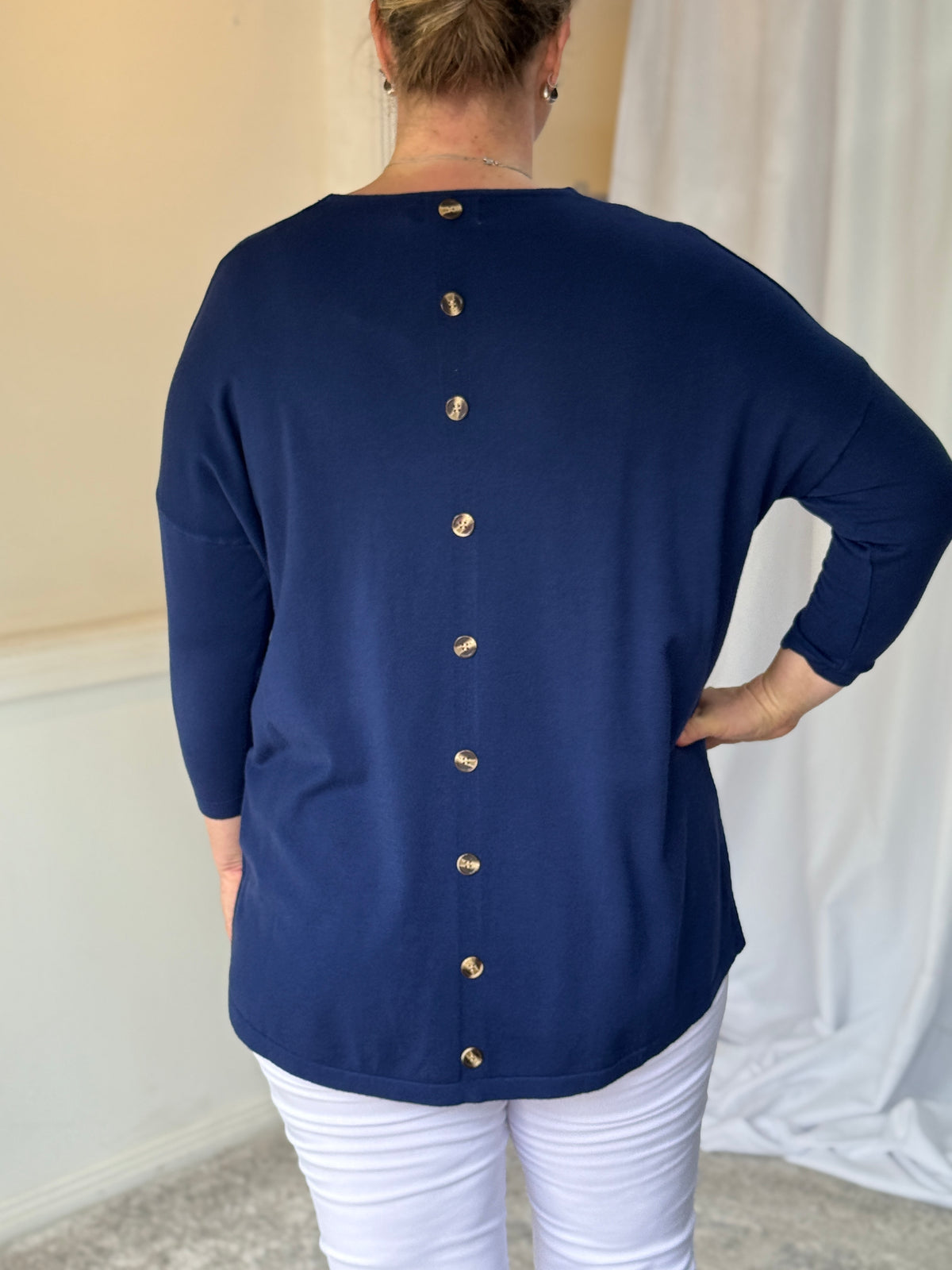 Danika Navy Wool Knit Jumper