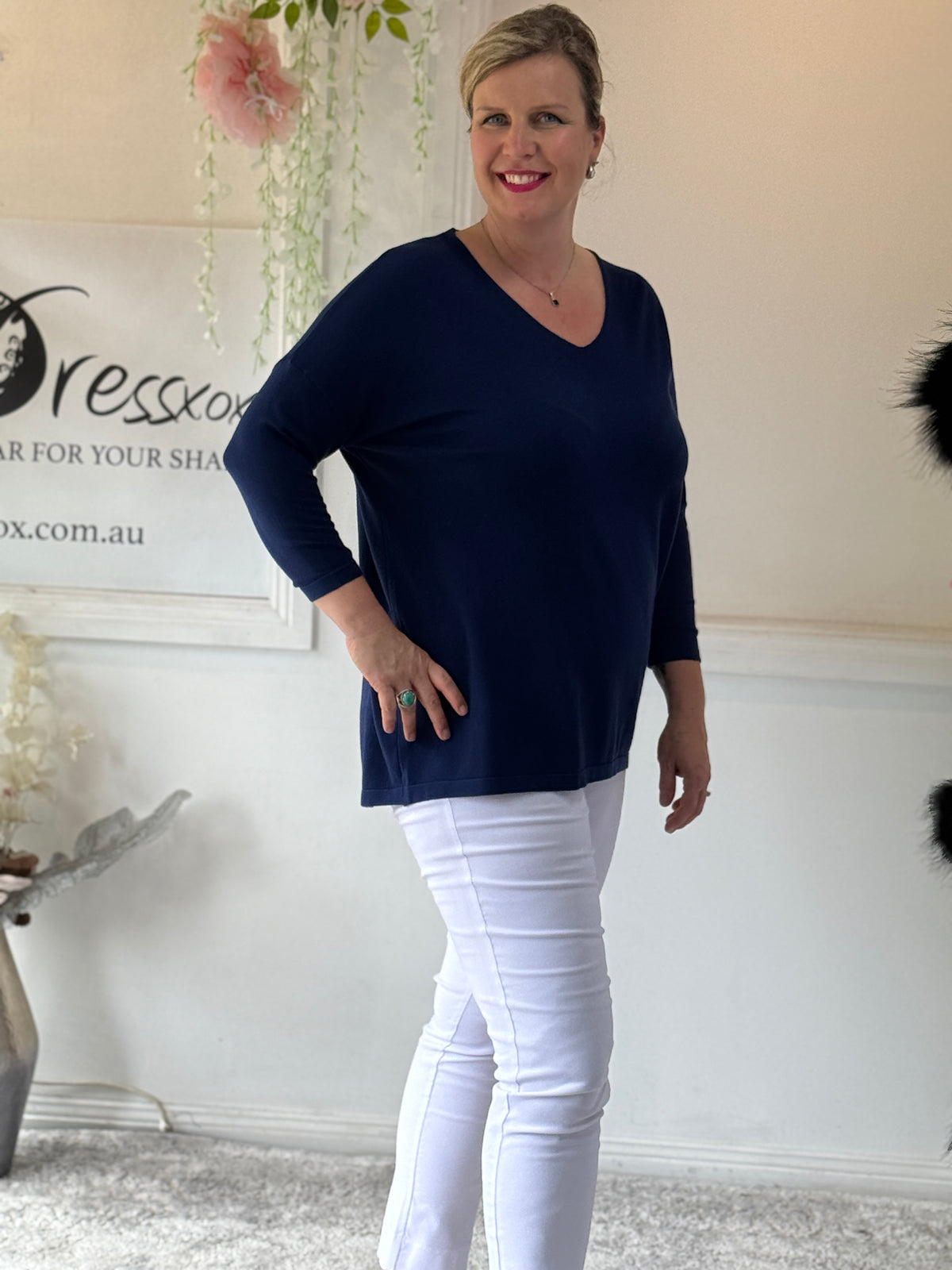 Danika Navy Wool Knit Jumper