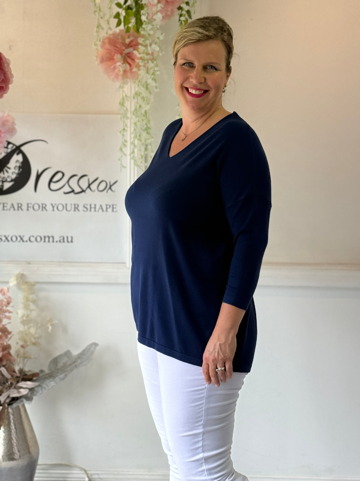 Danika Navy Wool Knit Jumper