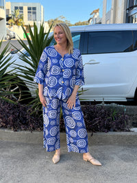 Niylah Blue Swirl Linen Pants