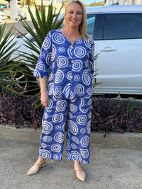 Darga Blue Swirl Linen Top