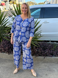 Darga Blue Swirl Linen Top