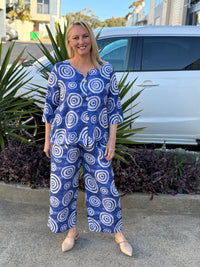 Darga Blue Swirl Linen Top