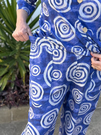 Niylah Blue Swirl Linen Pants