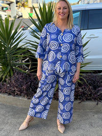 Darga Blue Swirl Linen Top