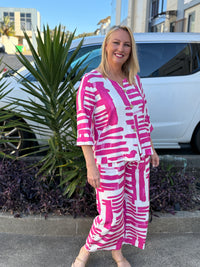 Darga Pink Geometrics Linen Top