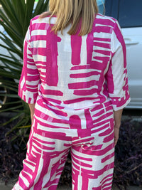 Darga Pink Geometrics Linen Top