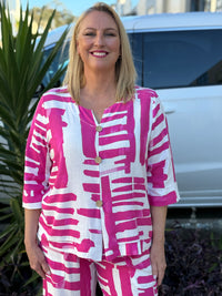Darga Pink Geometrics Linen Top