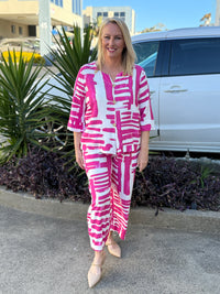 Darga Pink Geometrics Linen Top