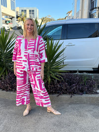 Darga Pink Geometrics Linen Top