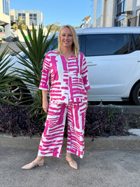 Darga Pink Geometrics Linen Top