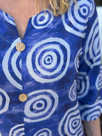 Darga Blue Swirl Linen Top
