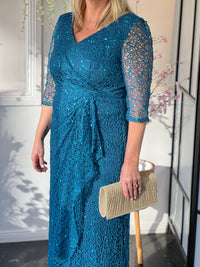 Darla Teal Sequin Evening Gown