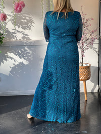 Darla Teal Sequin Evening Gown