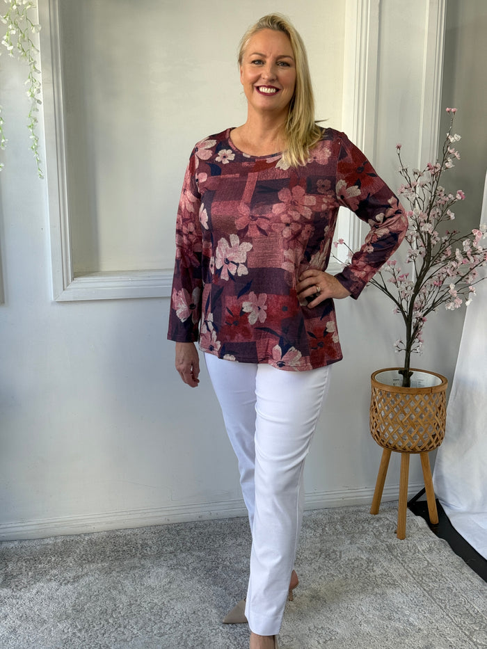 Debbie Burgundy Soft Knit Top