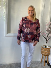 Debbie Burgundy Soft Knit Top