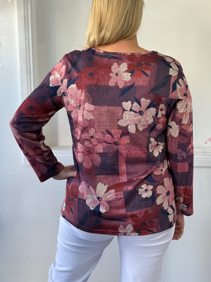 Debbie Burgundy Soft Knit Top