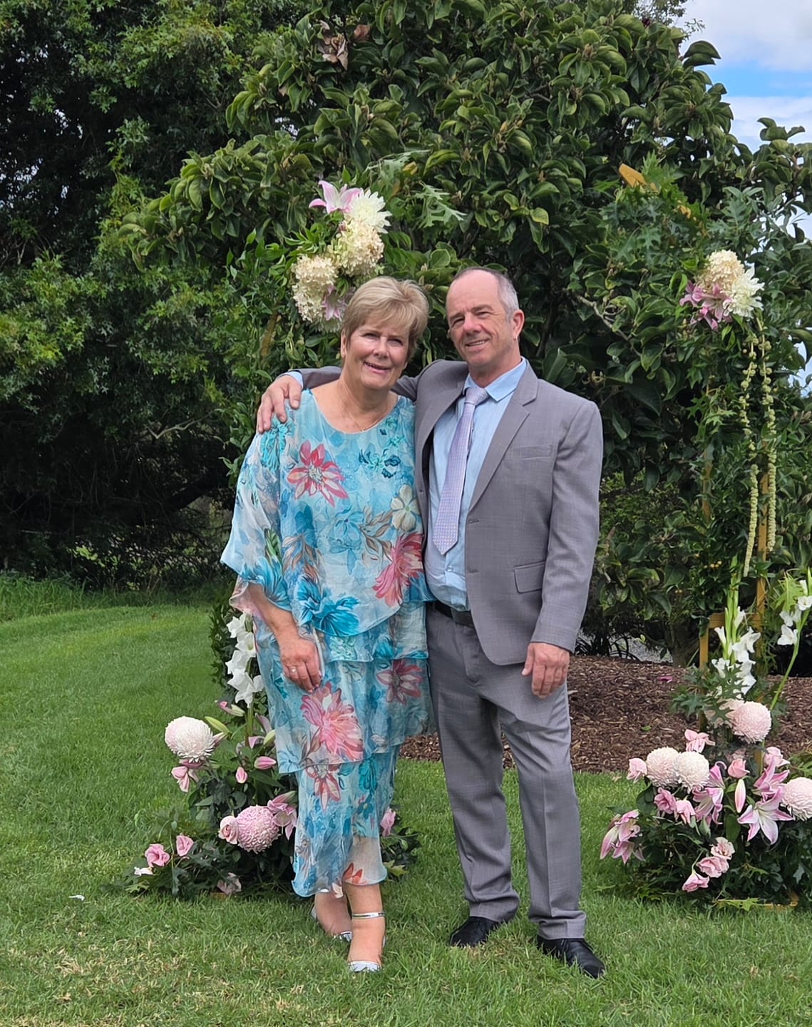 Bronx Aqua Blossom Silk Dress