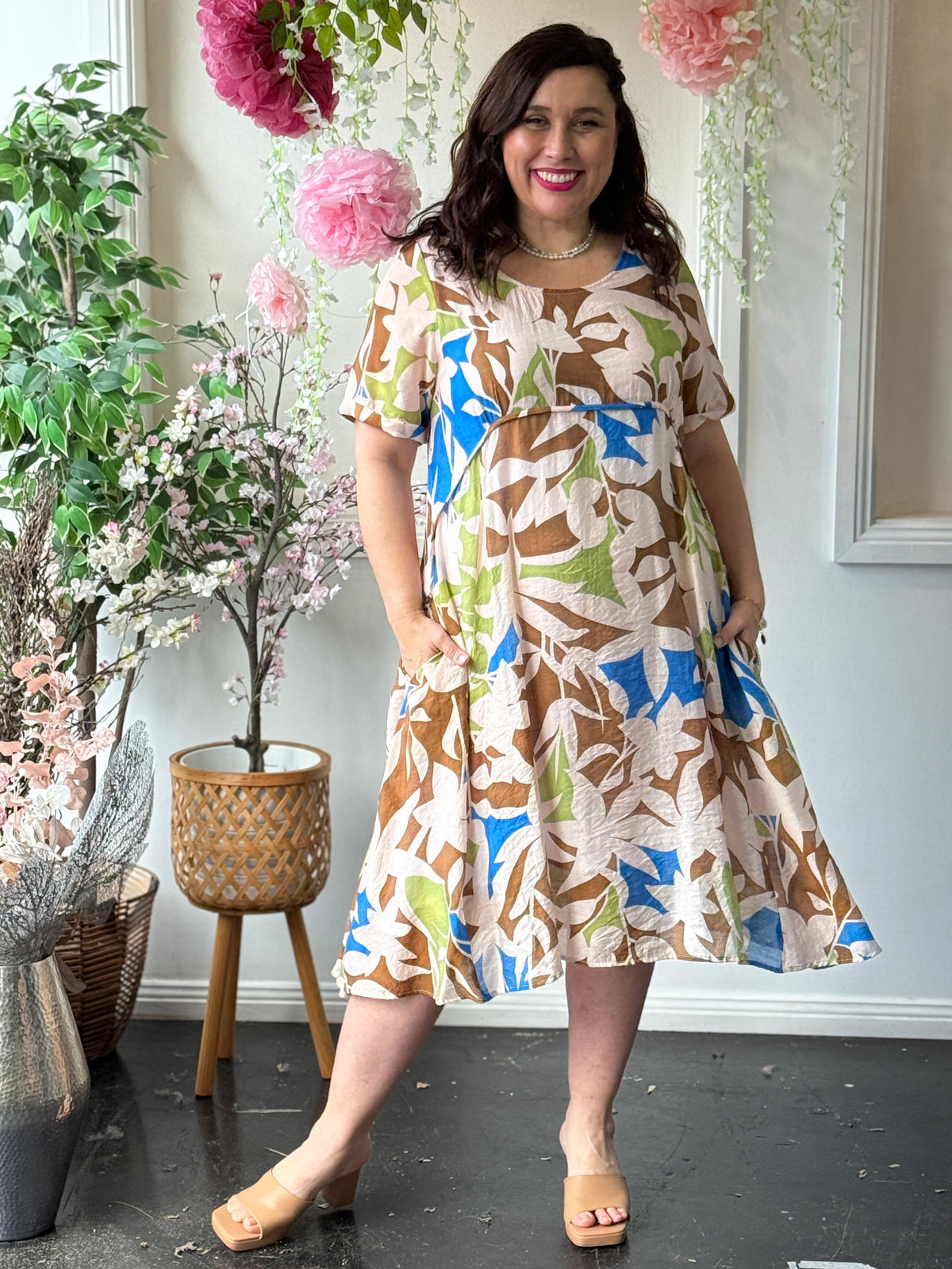 Demi Abstract Beige Layering Dress