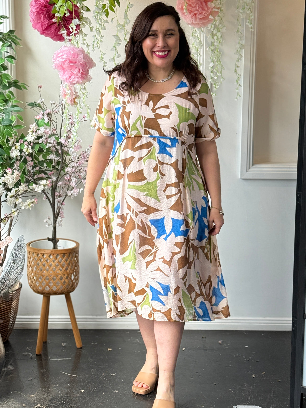 Demi Abstract Beige Layering Dress