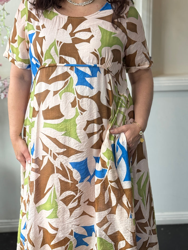 Demi Abstract Beige Layering Dress
