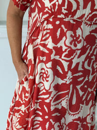 Demi Coral Abstract Layering Dress