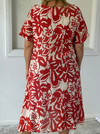 Demi Coral Abstract Layering Dress